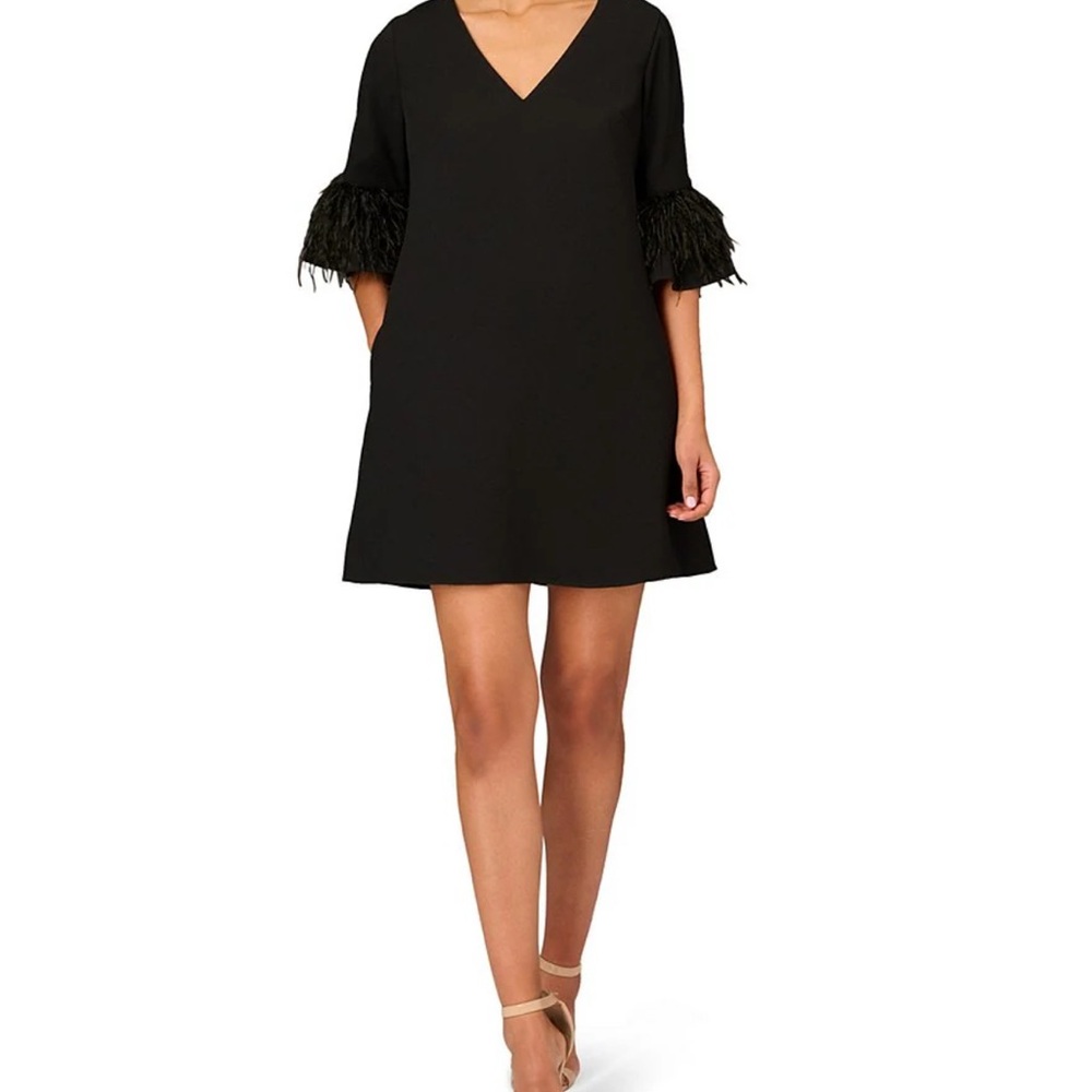 Aidan Mattox Feathered Trapeze Dress